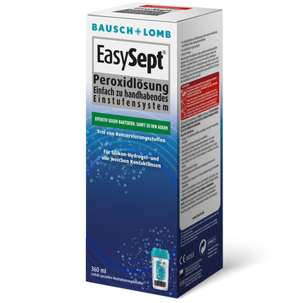 Bausch + Lomb EasySept Peroxide Solution Contact Lens Cleaner for soft contact lenses, preservative-free, with container, 1 x 360 ml