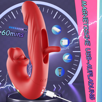 Dildo Vibrator Sex Toy for Women, G-spot Vibrators with Clitoris Stimulation for Women with 5 Tongue Licking 7 Vibration Modes 7 Impact Modes, Vibrator Sets for Women Clitoris Stimulator for Her