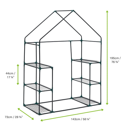 Bramble - Premium Garden Greenhouse with Ground Hooks, 6 Levels &amp; Robust Tarpaulin - Weatherproof, Stable &amp; Easy to Assemble - 195x143x73cm