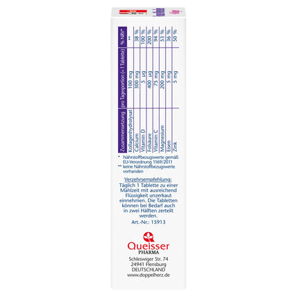 Doppelherz Women's Minerals + Collagen - Calcium, Folic Acid, Collagen Hydrolysate + Trace Elements - 30 DEPOT Tablets