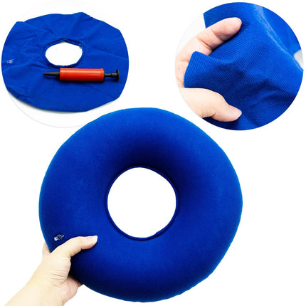 Donut Hemorrhoid Seat Cushion Inflatable Orthopedic Ring Cushion Decubitus Cushion Round Soft Seat Ring with Pump for Bed Sores Hemorrhoids Tailbone Pain Wheelchairs Pregnant Women Gray 35cm