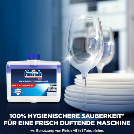 Finish Deep Dishwasher Cleaner – Liquid dishwasher cleaner against limescale and grease for a clean dishwasher – 1 x 250 ml machine cleaner