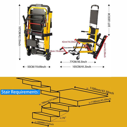 Generic Electric Stairlifts for Elderly, Manual Stair Climbing Wheelchair for Elderly with Disabilities, Folding Lightweight Evacuation Stairlift Chair Wheelchair
