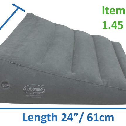 ObboMed HR-7620, practical air valve for easy inflation/deflation, durable, inflatable bed wedge pillow with velour surface for sleeping, traveling, vacation; inflated size M: 61