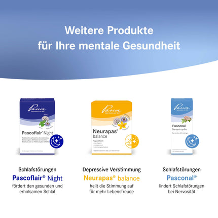 Pascoflair: 90 tablets - herbal sedative - for nervous restlessness, e.g., due to stress - 425 mg concentrated extract per tablet corresponds to 4250-6375 mg passionflower (daily dose)