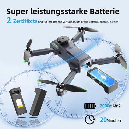 Drone with 4K Camera, Foldable with Remote Control Quadcopter, Indoor Obstacle Avoidance, Optical Flow Positioning, Gesture Photography, 360° Flip, Two Batteries, Toy Gift for Kids