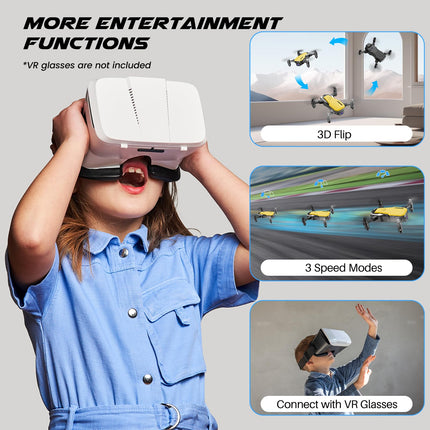 SIMREX X300C Drone with 720P HD Camera, RC Quadcopter Foldable Drone, Mini Drone with Altitude Hold, 3D Flip, Headless Mode, Gravity Control and 2 Batteries, Gifts for Kids, Adults, Yellow
