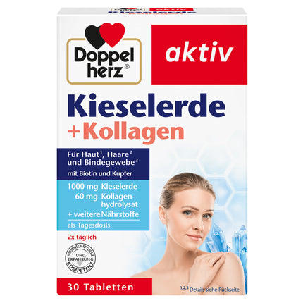 Doppelherz Silica + Collagen - Biotin contributes to the maintenance of normal skin and hair - 30 tablets