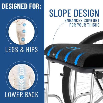 Everlasting Comfort Wheelchair Cushion – Ergonomic Seat Cushion with Memory Foam – Gel Seat Cushion for Pain Relief (Black)