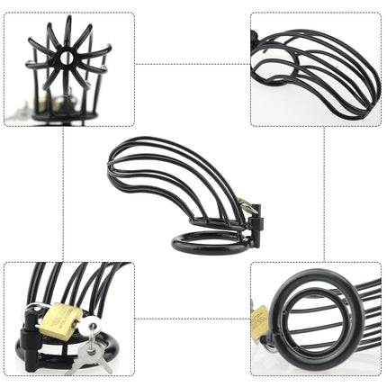 Penis cage metal chastity cage men's metal chastity cage male metal penis cage, 3 sizes, stainless steel cock cage with lock, SM bondage sex toy from 18 for couples extreme sex game (L)