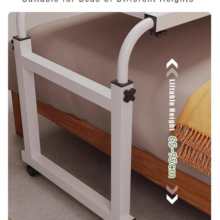 MEYEBP Bedtable Overbed Table with Wheels, Height Adjustable Table Over the Bed Table King Size, Rolling Desk Over Bed, King Beds Rolling Medical Bed Desk for Hospital and Home