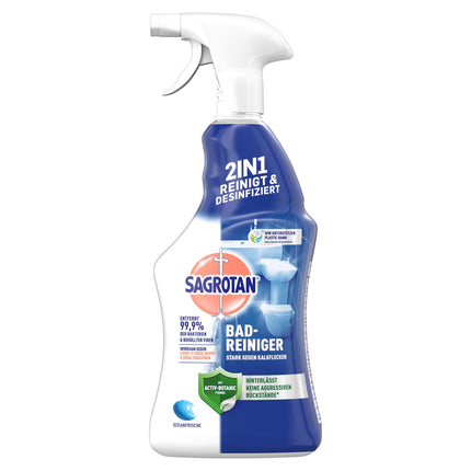 Sagrotan Ocean Fresh Bathroom Cleaner – 2-in-1 disinfectant cleaner with anti-dirt film for reliable hygiene in the bathroom – 1 x 750 ml spray bottle (Product design may vary.)