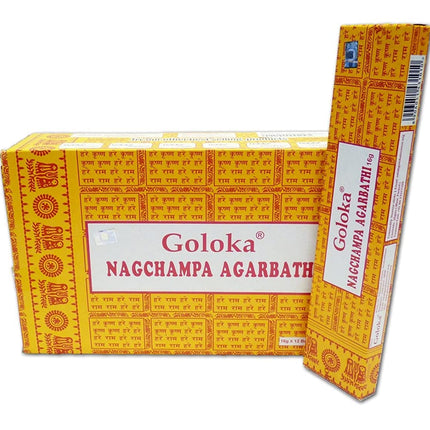 Goloka Nag Champa Incense Sticks, 16 Grams x 12 Boxes, 12 Sticks (Pack of 1)