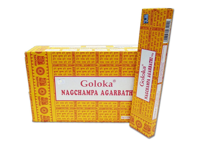 Goloka Nag Champa Incense Sticks, 16 Grams x 12 Boxes, 12 Sticks (Pack of 1)