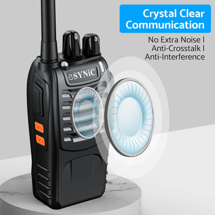 eSynic Professional Walkie Talkies for Adults, Rechargeable, 16 Channels, VOX, with Headphones and LED Lights, Perfect for Kids Ages 5 and Up, Outdoor Activities