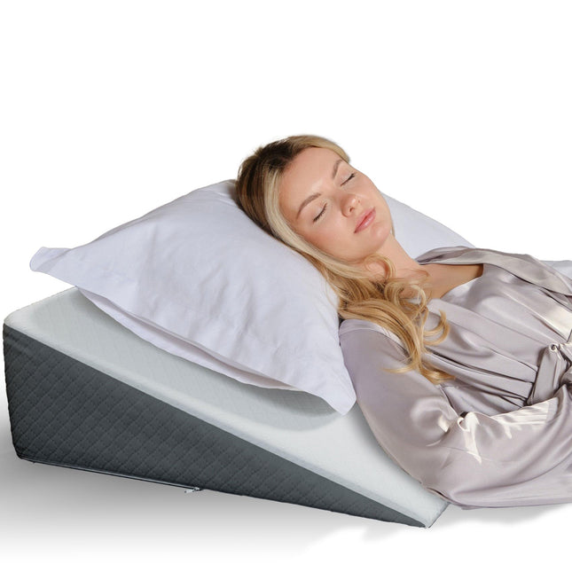 Bed wedge pillow with memory foam top | Stylish chic jacquard cover | Wedge pillow for sleeping and acid reflux, heartburn, and GERD pillow - snoring pillow
