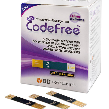 SD CodeFree blood glucose test strips 200 pieces, value pack for diabetes measurement in blood glucose (sugar disease)