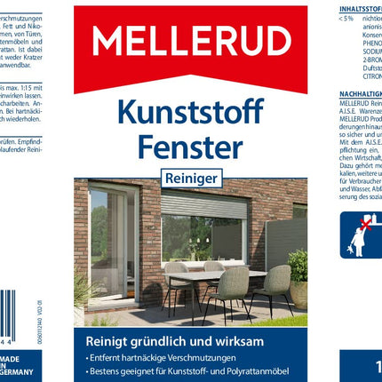 MELLERUD Plastic Window Cleaner | 1 x 1 l | Cleaner for stubborn dirt on window frames, roller shutters, blinds, plastic and polyrattan furniture