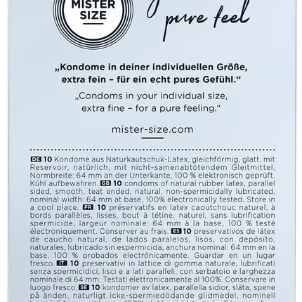 MISTER SIZE condoms, ultra-soft, 64mm, pack of 10/extra thin, extra fine, extra moist/made from 100% natural rubber latex in your size XXL/natural feeling, pack of 10