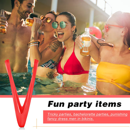 Neer Men's String Mankini Funny Borat Thong Swimming Underwear Christmas V Shape Swimsuit (Red, Classic)