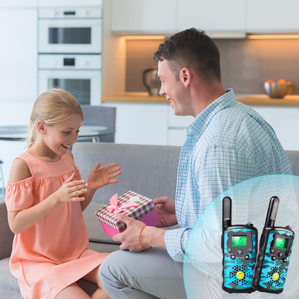 SAJGOP Walkie Talkie for Kids Two-Way Radios 3 KM Range 16 Channels with Backlit LCD Flashlight, Children's Walkie Talkie for 6 7 8 9 10 11 12 Years Old Boy Girl Gift Blue UHF
