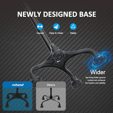 Four-legged walking stick, walking stick with ergonomic handle and graceful 4-prong base, adjustable walking sticks for right- or left-handed people, men, women, and seniors (black)