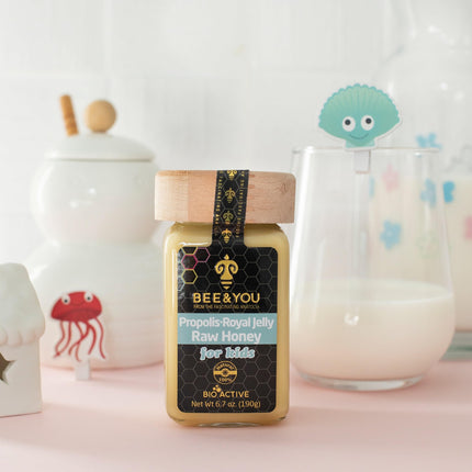 BEE &amp; YOU Propolis, Royal Jelly, Raw Honey for Children – Formulated to support children's immune systems – 100% natural and free from chemicals, dyes, GMOs, gluten, and soy
