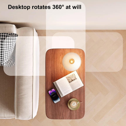 Side Table C Shape Metal Bedside Table Made of Synthetic Fiberboard, Liftable Nightstand for Bedroom, Thickened Table Top Rotates 360°, for Home, Hospital (Brown)