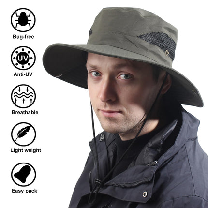 CAMOLAND Beekeeper Hat with Removable Mosquito Net for Outdoor Use, UV Protection, Army Green