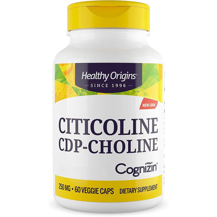 Healthy Origins, Citicoline CDP-Choline with Cognizin, 60 vegan capsules, 250 mg citicoline per dose, gluten-free, soy-free, GMO-free, tasteless