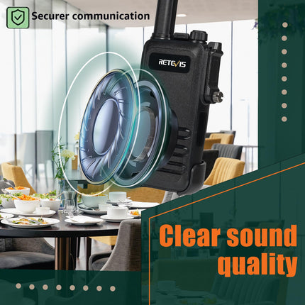 Retevis RB647 IP67 Waterproof Walkie Talkie, Portable Two-Way Radio with Earpiece, PMR446 Rechargeable 1000 mAh, VOX, Professional Walkie Talkies for Restaurant, Hotel (Black, 5 Pack)
