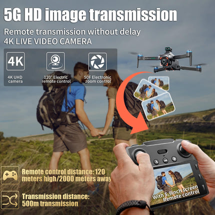 OBEST GPS Drone with 4K Professional Camera, Remote Control with UHD Screen, 2 Batteries, 40 Minutes Flight Time, 5G FPV Transmission, RC Quadcopter for Adults, SD Card