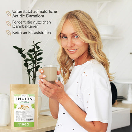 Inulin powder prebiotics fiber 1100g (1.1kg) grown in Europe chicory root vegan