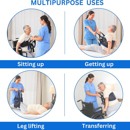 Eyra 147 cm Transfer Sling for Patients and Seniors – Padded Transfer Belt with Handles – Ergonomic Lifting Aid for Patients in Need of Care – Safe Transfer from Bed, Wheelchair, or Car