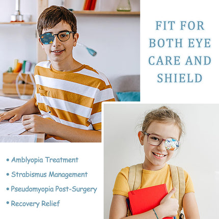 SYEYCW 10 Pieces Eye Patches Children, Amblyopia Eye Patches Children, Colorful Cartoon Reusable Eye Patches, for Glasses Treat Lazy Eye Amblyopia Strabismus for Left &amp; Right Eyes