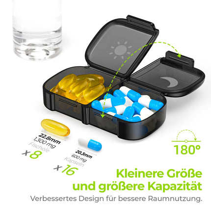AUVON Pill Box 7 Days Morning Evening, Pill Box 7 Days 2 Compartments, Handy and Moisture-Resistant Medicine Box for Handbag or Pocket to Store Medications