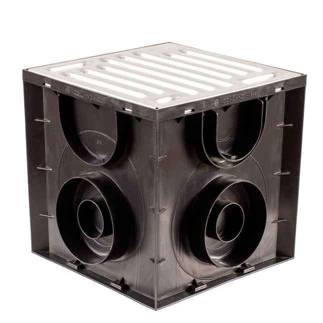ScarMaxx - Yard drain 250x250 mm - Floor drain with dirt trap bucket, with connection for KG pipes of various sizes - Plastic floor drain - Galvanized grid