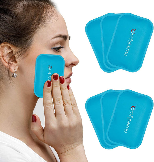 Comfytemp Small Cooling Pads Gel 7.5x11.5 cm (6 pieces) Reusable Mini Ice Pack for Children, Headaches, Toothache, Tired Eyes, Breastfeeding, Insect Bites, Cold Warm Compresses Cooling Pack