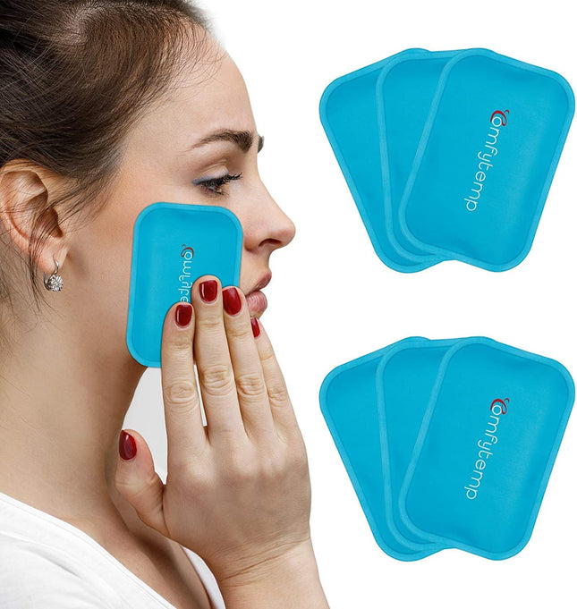 Comfytemp Small Cooling Pads Gel 7.5x11.5 cm (6 pieces) Reusable Mini Ice Pack for Children, Headaches, Toothache, Tired Eyes, Breastfeeding, Insect Bites, Cold Warm Compresses Cooling Pack