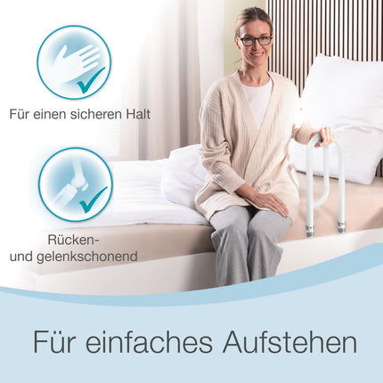 ELONEO Bed Riser Aid Bed Handle - For more independence and comfort, height-adjustable grab bar for seniors, white