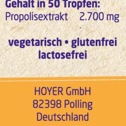 HOYER Propolis Drops Organic - Alcohol-free &amp; Water-soluble - Pure propolis extract as a dietary supplement or for external use - 30 ml