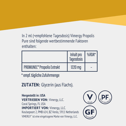 Vimergy PropolisPure™ (57 Dosages) – 1220 mg Propolis Drops – Standardized for Polyphenols – Vegetarian Food Supplement – ​​No Sugar or Additives – GMO and Gluten Free (115 ml)