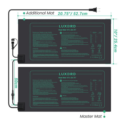 Luxbird Seedling Germination Heating Mat, 6 Pack, One-to-Many Control, Indoor Greenhouse Heating Mat, 21 Watt, IP67 Waterproof, 52.7 x 25.4 cm