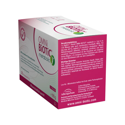 OMNi BiOTiC metabolic, 30 servings (90g), 7 bacterial strains, 3 billion germs per daily dose, powder, vegetarian, gluten-free, for daily use