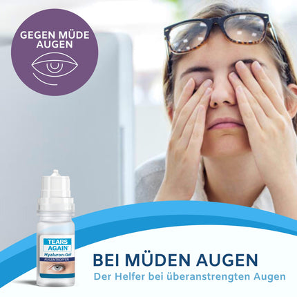 TEARS AGAIN Hyaluron 0.3% SET GEL eye drops for dry, reddened, irritated, or itchy eyes, for intensive moisturizing of the eye surface, preservative-free, 2 x 10 ml solution