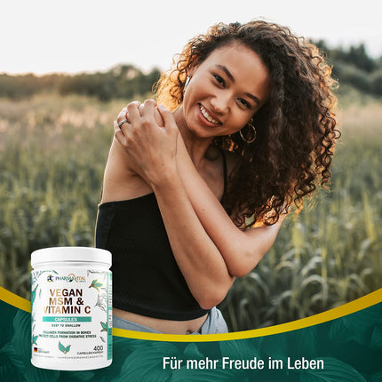 Pharmavital Vegan MSM &amp; Vitamin C Capsules from Germany (400 capsules) high dose with 1000mg methylsulfonylmethane per capsule