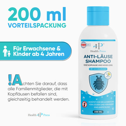 Anti-Lice Shampoo – 200 ml Value Pack – Lice Shampoo including Lice Comb – Lice Shampoo Family Pack for Adults and Children (Lice Shampoo, 200 ml)