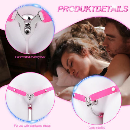 Chastity Cage Men with Anti-Fall Chastity Belt Sissy Fake Woman Penis Cage Folding Inverted Cock Cage Clip Male Large SM Sex Toy for Men (Black, 3233+Belt)