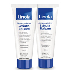 Linola Protective Balm - Twin Pack = 200 ml | Cream for the intimate area, groin area, and buttocks to protect against chafing and soreness | Breathable protective film for irritated and dry skin