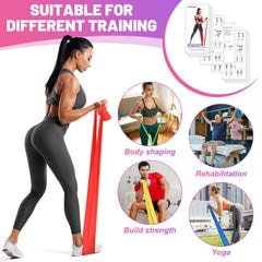 5 Piece Fitness Bands Set, 1.5M Gymnastic Band Resistance Bands in 5 Strengths Fitness Band Resistance Bands for Pilates Yoga Strength Training for Men and Women